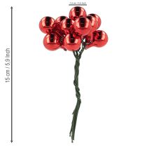 Artikel Spiegelbeeren Rot Matt und Glänzend Ø1,5 cm 140 Stück mit Draht