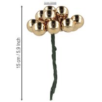 Artikel Glas-Spiegelbeeren Ø1,5cm Braun-Gold 140 Stück mit Draht