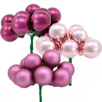 Mini Weihnachtskugel Rosa Berry Spiegelbeeren Glas Ø25mm 140St