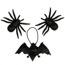 Artikel Spinne, Fledermaus Figuren Schwarz 10cm, 14cm 3St