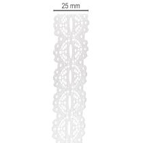 Artikel Zierband Baumwolle Weiß Spitzenmuster 25mm x 10m Rolle