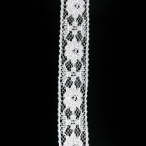 Spitzenband Weiß, Hochzeitsdeko, Dekoband Blumenmuster B25mm L15m