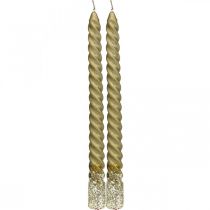 Spitzkerzen Gedrehte Kerzen Spiralkerzen Gold 24cm 2St