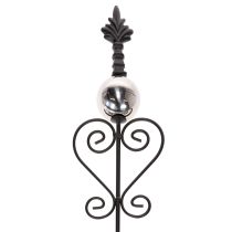 Artikel Gartenstecker aus Metall, schwarz, 90 cm, mit verschnörkeltem Design und Metallkugel, 2er-Set