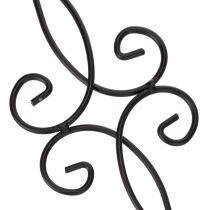 Artikel Gartenstecker aus Metall, schwarz, 90 cm, mit verschnörkeltem Design und Metallkugel, 2er-Set