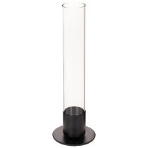 Artikel Stabkerzenhalter aus Metall und Glas mit Zylinder, 31 cm, Schwarz