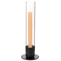 Artikel Stabkerzenhalter aus Metall und Glas mit Zylinder, 31 cm, Schwarz