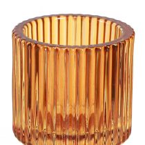 Artikel Stabkerzenhalter und Teelichthalter Glas Orange H8cm 4 Stück