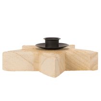Artikel Holzstern-Kerzenhalter aus Naturholz mit Metallhalterung 16 cm
