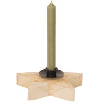 Artikel Holzstern-Kerzenhalter aus Naturholz mit Metallhalterung 16 cm
