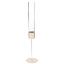 Artikel Kerzenhalter 50 cm mit Glaszylinder und Metallfuß taupe