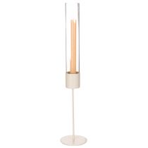 Artikel Kerzenhalter 50 cm mit Glaszylinder und Metallfuß taupe