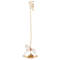 Artikel Weihnachtsbaum-Kerzenhalter Schaukelpferd 20cm Gold 3er-Set aus Metall und Kunststoff