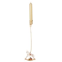 Artikel Weihnachtsbaum-Kerzenhalter Schaukelpferd 20cm Gold 3er-Set aus Metall und Kunststoff