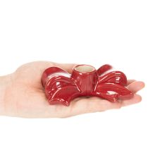 Artikel Kerzenhalter Schleifenform Rot Keramik 11 cm 2er Set