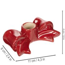 Artikel Kerzenhalter Schleifenform Rot Keramik 11 cm 2er Set