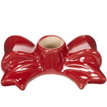 Artikel Kerzenhalter Schleifenform Rot Keramik 11 cm 2er Set