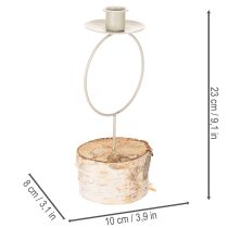 Artikel Kerzenhalter aus Birkenholz mit Metallring 20 cm Weiß