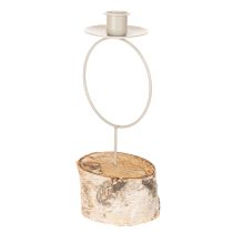 Artikel Kerzenhalter aus Birkenholz mit Metallring 20 cm Weiß
