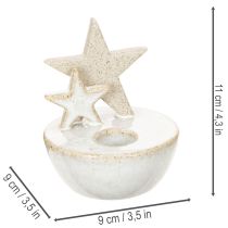 Artikel Kerzenhalter Sterne aus Keramik Weiß-Grau 11cm 2er-Set