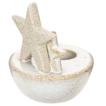 Artikel Kerzenhalter Sterne aus Keramik Weiß-Grau 11cm 2er-Set