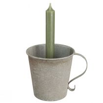 Artikel Stabkerzenhalter Vintage-Tasse Grau Ø11cm H11cm