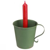 Artikel Stabkerzenhalter Tasse aus Metall Grün Ø11cm H11cm Vintage-Design