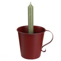 Artikel Stabkerzenhalter Tasse Metall Weinrot Ø11cm H11cm