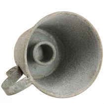 Artikel Stabkerzenhalter Tasse Metall Grau Vintage Ø9,5cm H8cm 3er-Set
