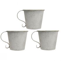 Artikel Stabkerzenhalter Tasse Metall Grau Vintage Ø9,5cm H8cm 3er-Set