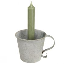 Artikel Stabkerzenhalter Tasse Metall Grau Vintage Ø9,5cm H8cm 3er-Set