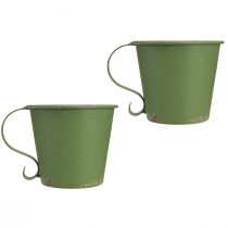 Artikel Stabkerzenhalter Metall Vintage Tasse Grün Ø7cm H6cm 2er-Set