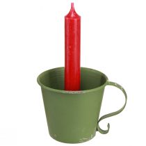 Artikel Stabkerzenhalter Metall Tasse Grün Ø9,5cm H8cm 3 Stück
