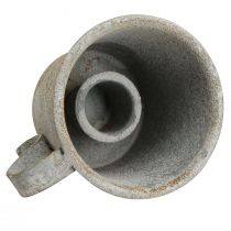 Artikel Stabkerzenhalter Vintage Metall Tasse Grau Ø7cm H6cm 2 Stück