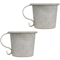Artikel Stabkerzenhalter Vintage Metall Tasse Grau Ø7cm H6cm 2 Stück