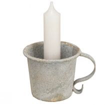Artikel Stabkerzenhalter Vintage Metall Tasse Grau Ø7cm H6cm 2 Stück
