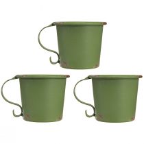 Artikel Stabkerzenhalter Metall Tasse Grün Ø9,5cm H8cm 3 Stück