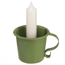 Artikel Stabkerzenhalter Metall Vintage Tasse Grün Ø7cm H6cm 2er-Set