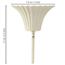 Artikel Kerzenhalter mit Dorn in Blütenform, Kunststoff, cremeweiß, 11 cm, 4er-Set