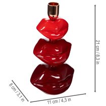 Artikel Kerzenständer aus Polyresin mit Lippenform 21 cm Rot und Gold