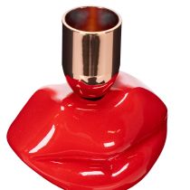 Artikel Kerzenständer aus Polyresin mit Lippenform 21 cm Rot und Gold