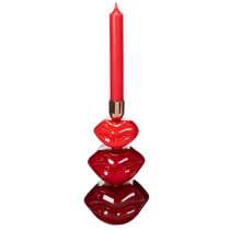 Artikel Kerzenständer aus Polyresin mit Lippenform 21 cm Rot und Gold