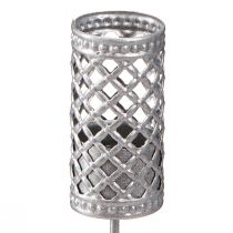 Artikel Stabkerzenhalter zum Stecken aus Metall in Silbergrau Ø22mm H10cm 4 Stück