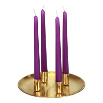 Stabkerzenhalter Gold Ø2,5cm Kerzenteller Metall Ø23cm