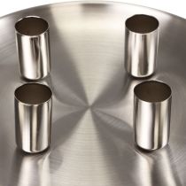 Stabkerzenhalter Silber Ø2,5cm Kerzenteller Metall Ø23cm