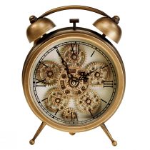 Artikel Steampunk Deko-Wecker aus Kunststoff und Plexiglas, Bronze, 23x8x29,5cm, mit römischen Zahlen