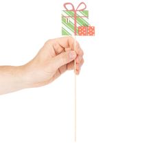 Artikel Pflanzenstecker Holz Geschenkpaket bunt 31cm 12 Stück