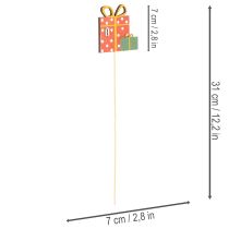 Artikel Pflanzenstecker Holz Geschenkpaket bunt 31cm 12 Stück