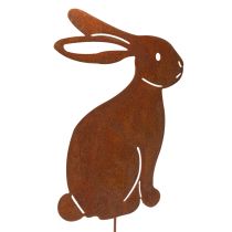 Artikel Gartenstecker aus Metall mit Rostoptik – Motiv Hase, 100 cm, Set mit 2 Stück