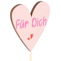 Artikel Herzstecker aus Holz Für Dich 31 cm Natur Rosa Weiß 12 Stück
